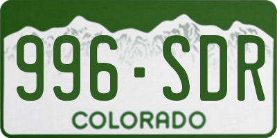 CO license plate 996SDR