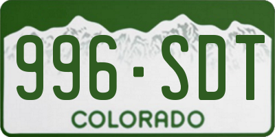 CO license plate 996SDT