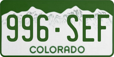 CO license plate 996SEF