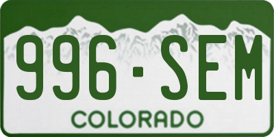 CO license plate 996SEM