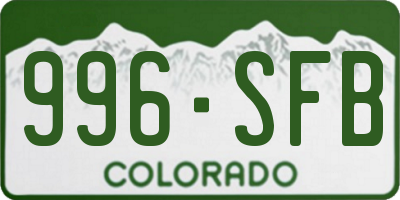 CO license plate 996SFB