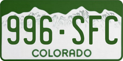 CO license plate 996SFC