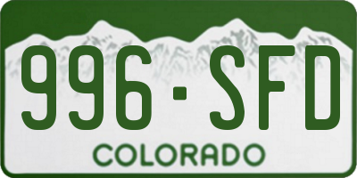 CO license plate 996SFD
