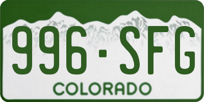 CO license plate 996SFG