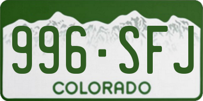 CO license plate 996SFJ