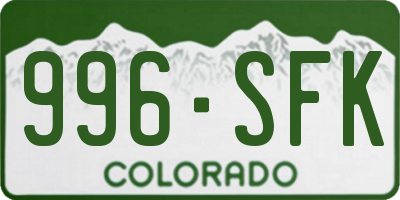 CO license plate 996SFK