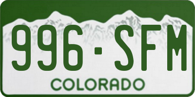CO license plate 996SFM