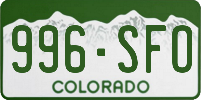 CO license plate 996SFO