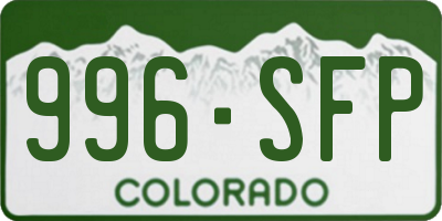 CO license plate 996SFP