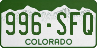 CO license plate 996SFQ