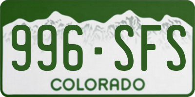 CO license plate 996SFS