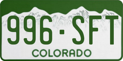 CO license plate 996SFT