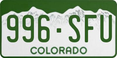 CO license plate 996SFU