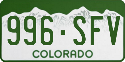 CO license plate 996SFV