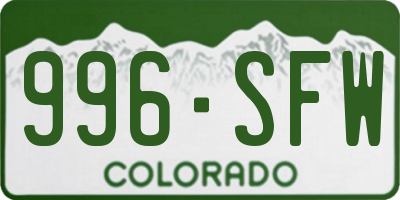 CO license plate 996SFW