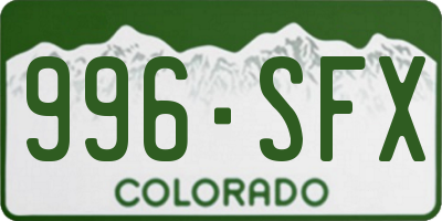 CO license plate 996SFX
