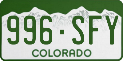 CO license plate 996SFY