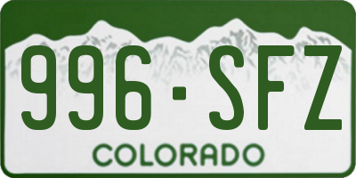 CO license plate 996SFZ
