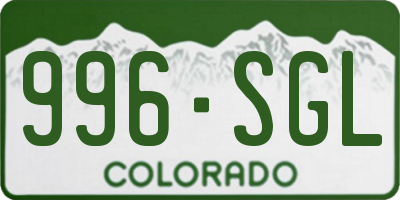 CO license plate 996SGL