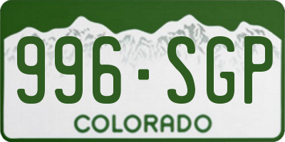 CO license plate 996SGP