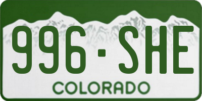 CO license plate 996SHE
