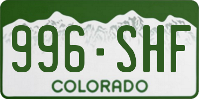 CO license plate 996SHF
