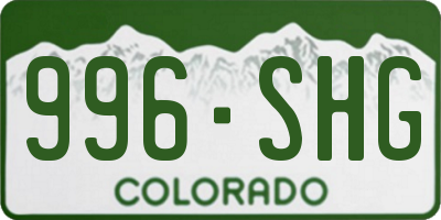 CO license plate 996SHG