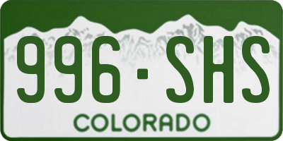 CO license plate 996SHS