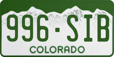 CO license plate 996SIB