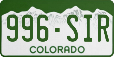 CO license plate 996SIR