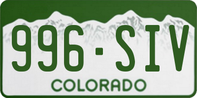 CO license plate 996SIV