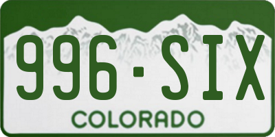CO license plate 996SIX