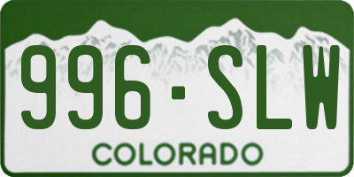 CO license plate 996SLW