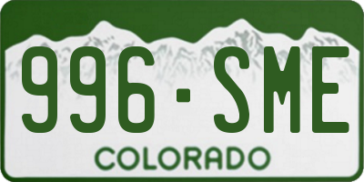 CO license plate 996SME