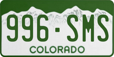 CO license plate 996SMS