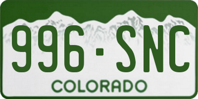 CO license plate 996SNC
