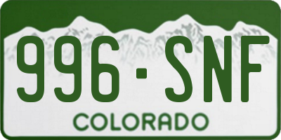 CO license plate 996SNF
