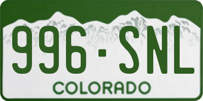 CO license plate 996SNL