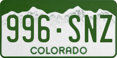 CO license plate 996SNZ