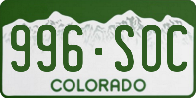 CO license plate 996SOC