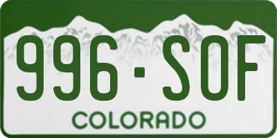 CO license plate 996SOF