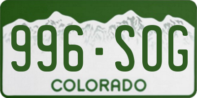 CO license plate 996SOG