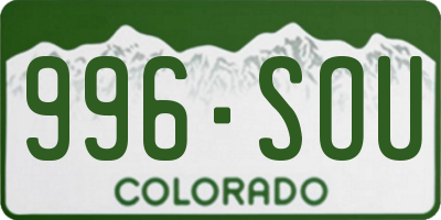 CO license plate 996SOU