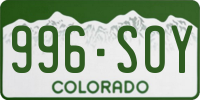CO license plate 996SOY
