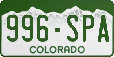 CO license plate 996SPA