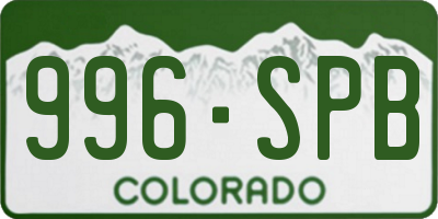 CO license plate 996SPB
