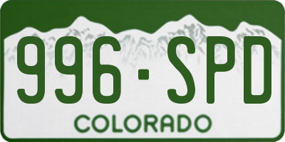 CO license plate 996SPD