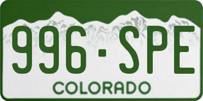 CO license plate 996SPE