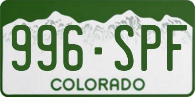 CO license plate 996SPF