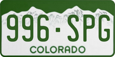 CO license plate 996SPG